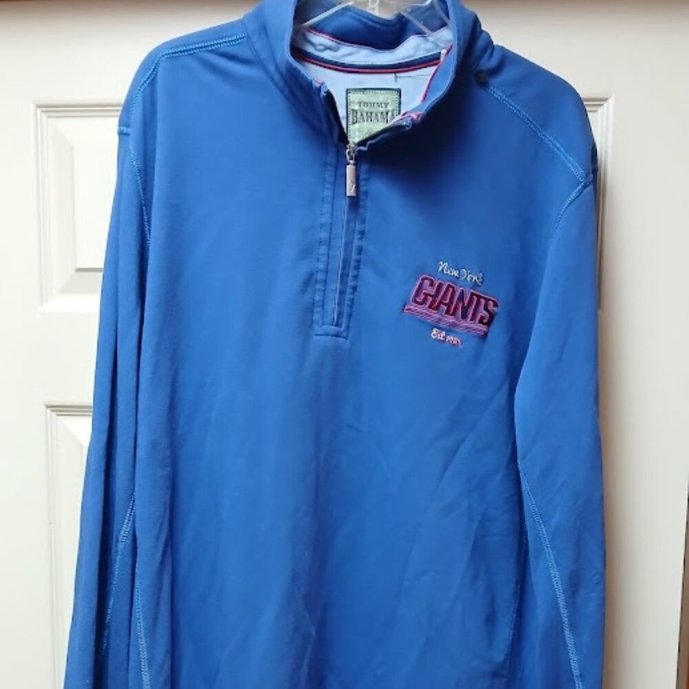 TOMMY BAHAMA Mens NEW YORK FOOTBALL GIANTS Blue 1/4 Zip Pullover SweatShirt XXL